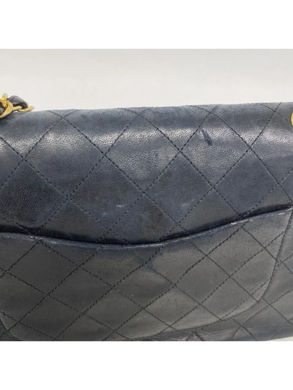 Chanel Shoulder Bag Quilted Lambskin Black Gold